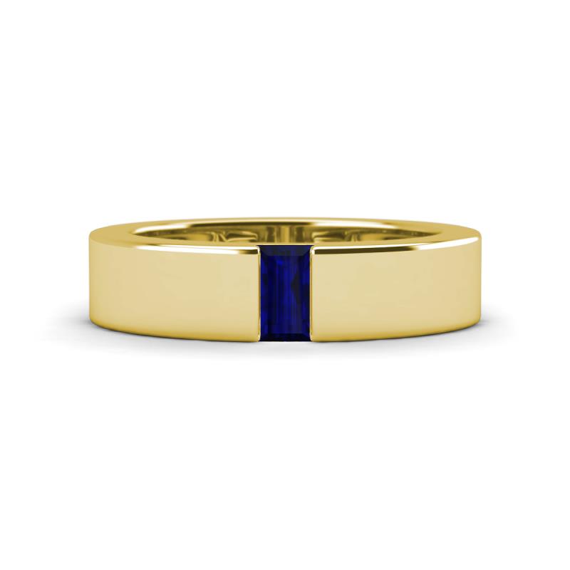 Carter 0.30 ct Baguette Shape Blue Sapphire Men Wedding Band (5 mm) 