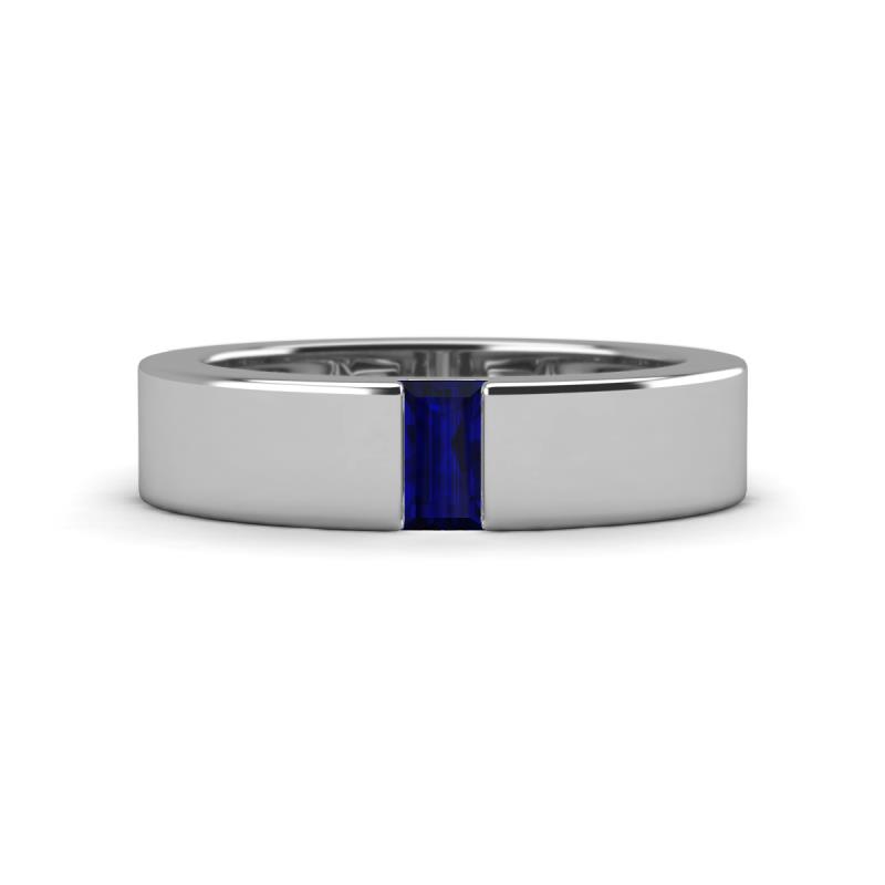 Carter 0.30 ct Baguette Shape Blue Sapphire Men Wedding Band (5 mm) 