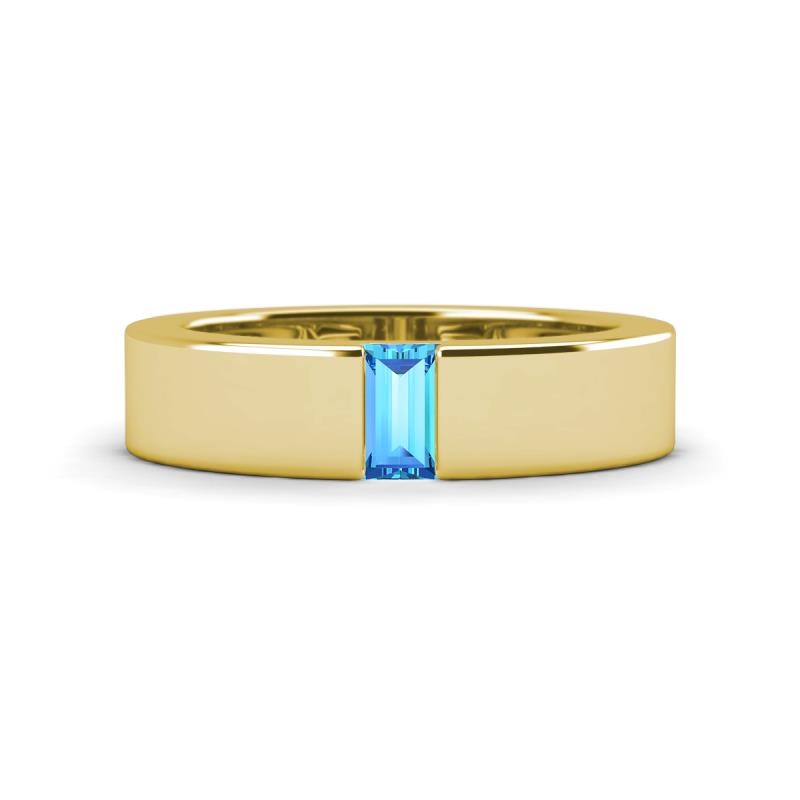 Carter 0.30 ct Baguette Shape Blue Topaz Men Wedding Band (5 mm) 