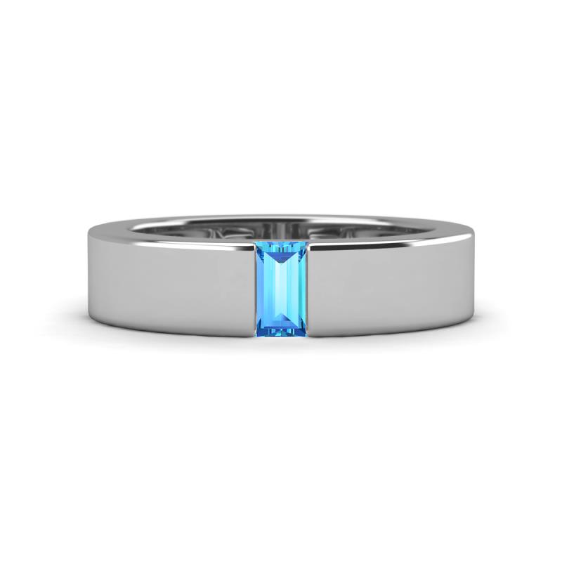 Carter 0.30 ct Baguette Shape Blue Topaz Men Wedding Band (5 mm) 