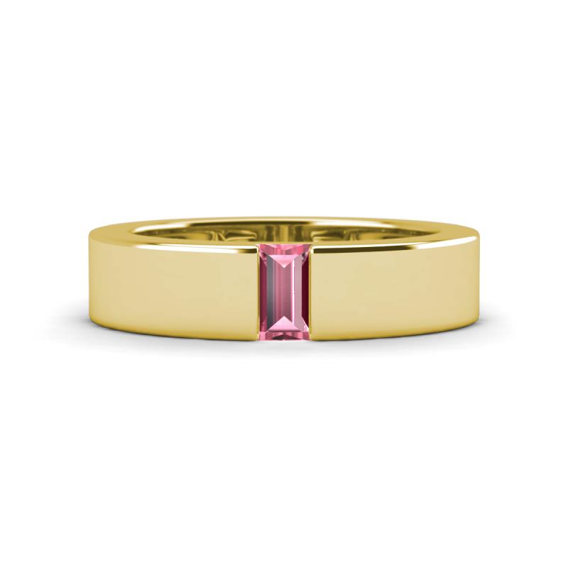 Carter 0.30 ct Baguette Shape Pink Tourmaline Men Wedding Band (5 mm) 