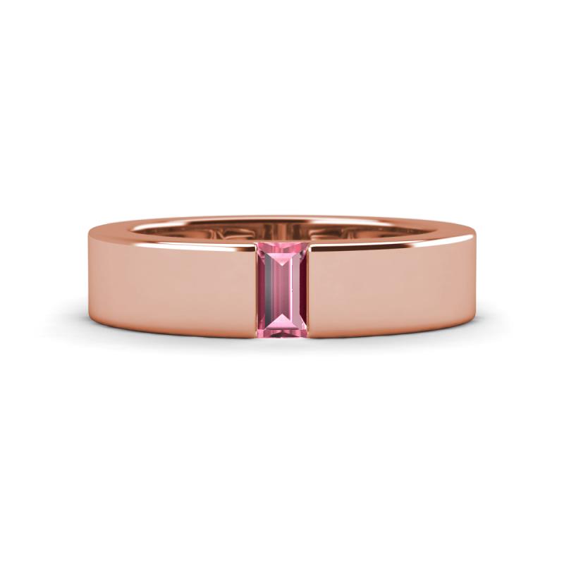 Carter 0.30 ct Baguette Shape Pink Tourmaline Men Wedding Band (5 mm) 