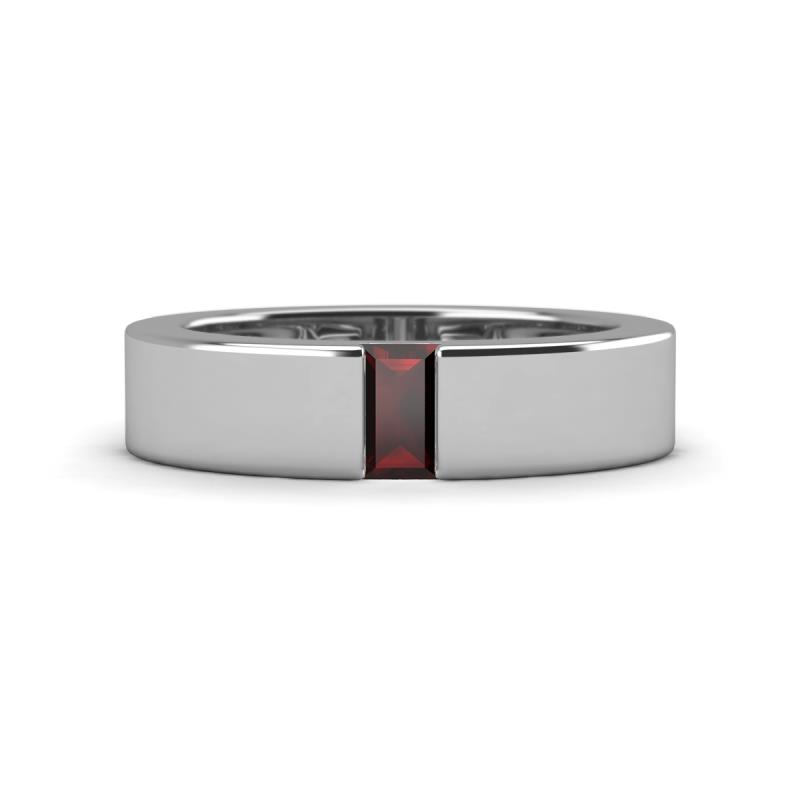 Carter 0.30 ct Baguette Shape Red Garnet Men Wedding Band (5 mm) 