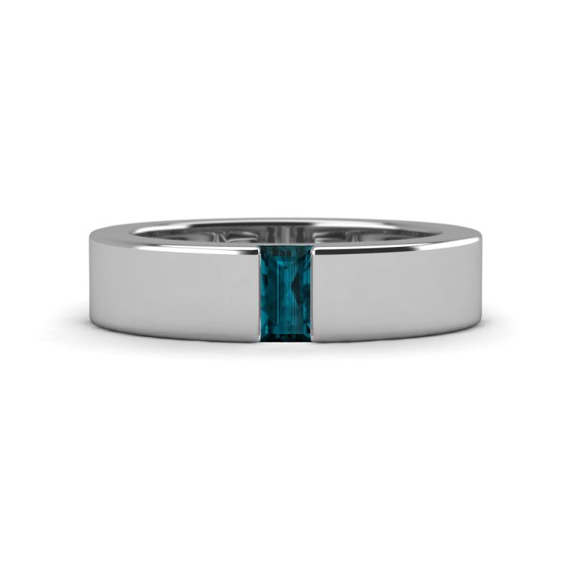 Carter 0.30 ct Baguette Shape London Blue Topaz Men Wedding Band (5 mm) 