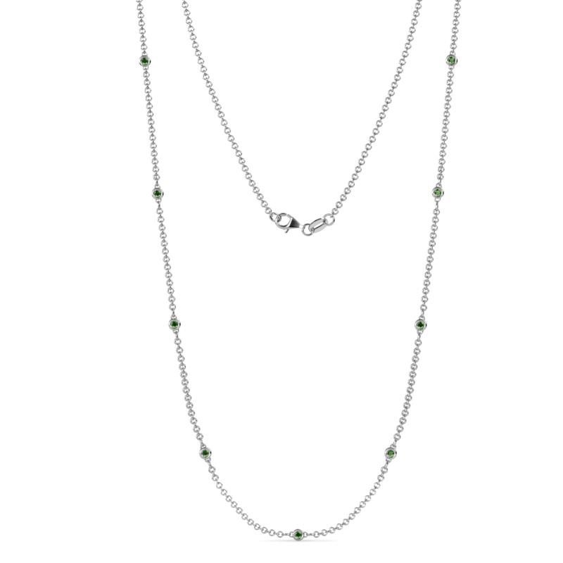 Adia (9 Stn/2mm) Green Garnet on Cable Necklace 