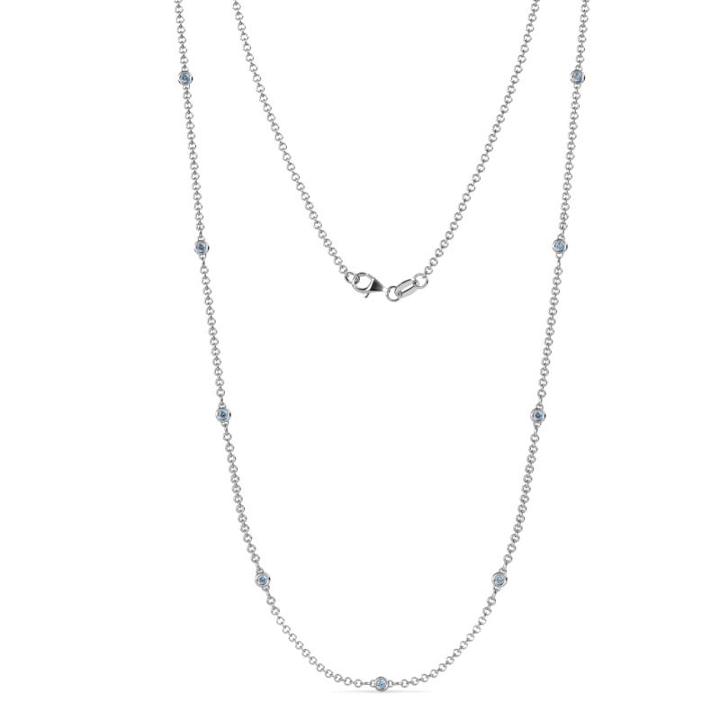 Adia (9 Stn/2mm) Aquamarine on Cable Necklace 