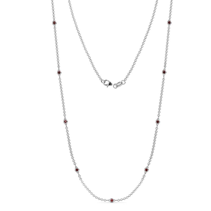 Adia (9 Stn/2mm) Red Garnet on Cable Necklace 
