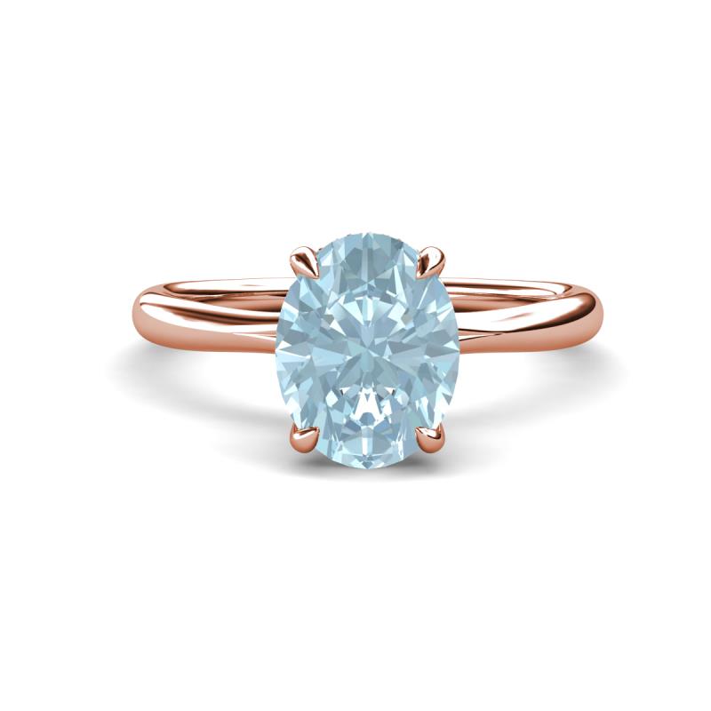 Solina 1.86 ctw Oval Shape Aquamarine accented Lab Grown Diamond Hidden Halo Engagement Ring 
