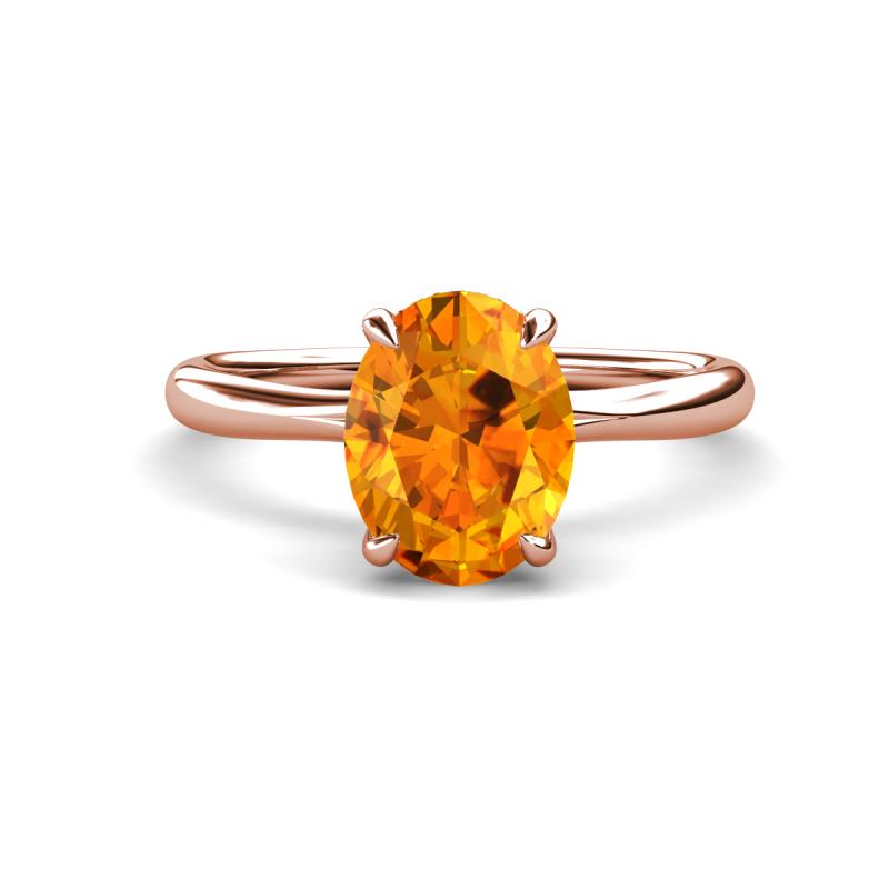 Solina 1.81 ctw Oval Shape Citrine accented Lab Grown Diamond Hidden Halo Engagement Ring 