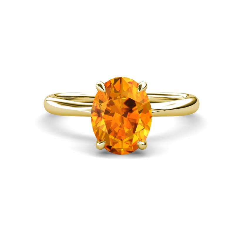 Solina 1.81 ctw Oval Shape Citrine accented Lab Grown Diamond Hidden Halo Engagement Ring 