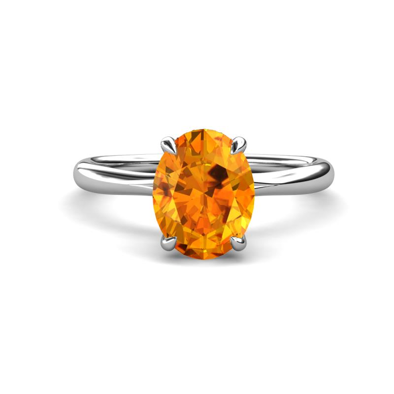 Solina 1.81 ctw Oval Shape Citrine accented Lab Grown Diamond Hidden Halo Engagement Ring 