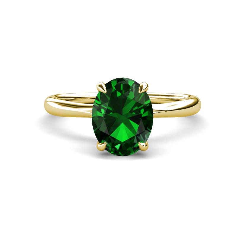 Solina 2.01 ctw Oval Shape Created Emerald accented Lab Grown Diamond Hidden Halo Engagement Ring 