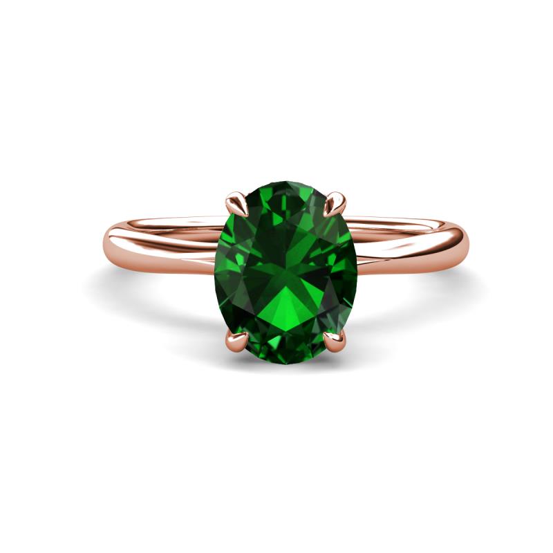 Solina 2.01 ctw Oval Shape Created Emerald accented Lab Grown Diamond Hidden Halo Engagement Ring 