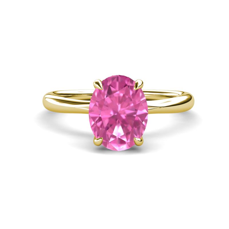Solina 2.31 ctw Oval Shape Pink Sapphire accented Lab Grown Diamond Hidden Halo Engagement Ring 