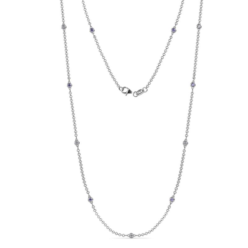 Asta (11 Stn/2mm) Petite Iolite and Diamond on Cable Necklace 