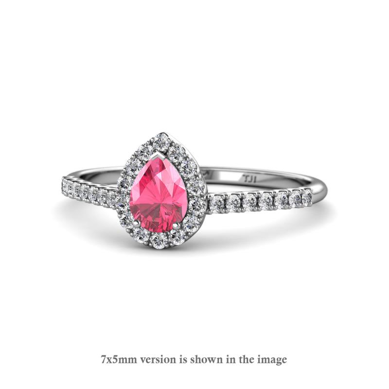 Arella 1.25 ctw Pink Tourmaline and Lab Grown Diamond Women Halo Engagement Ring 