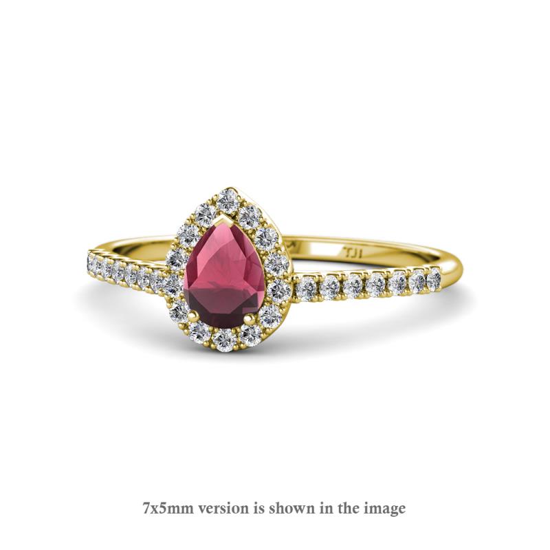 Arella 1.55 ctw Rhodolite Garnet and Lab Grown Diamond Women Halo Engagement Ring 