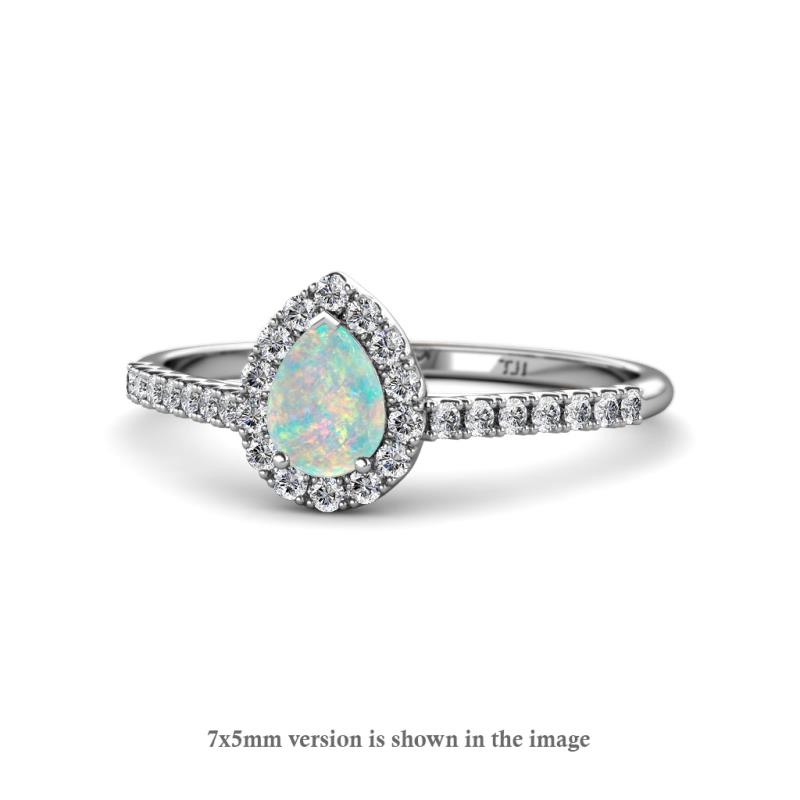 Arella 0.90 ctw Opal and Lab Grown Diamond Women Halo Engagement Ring 