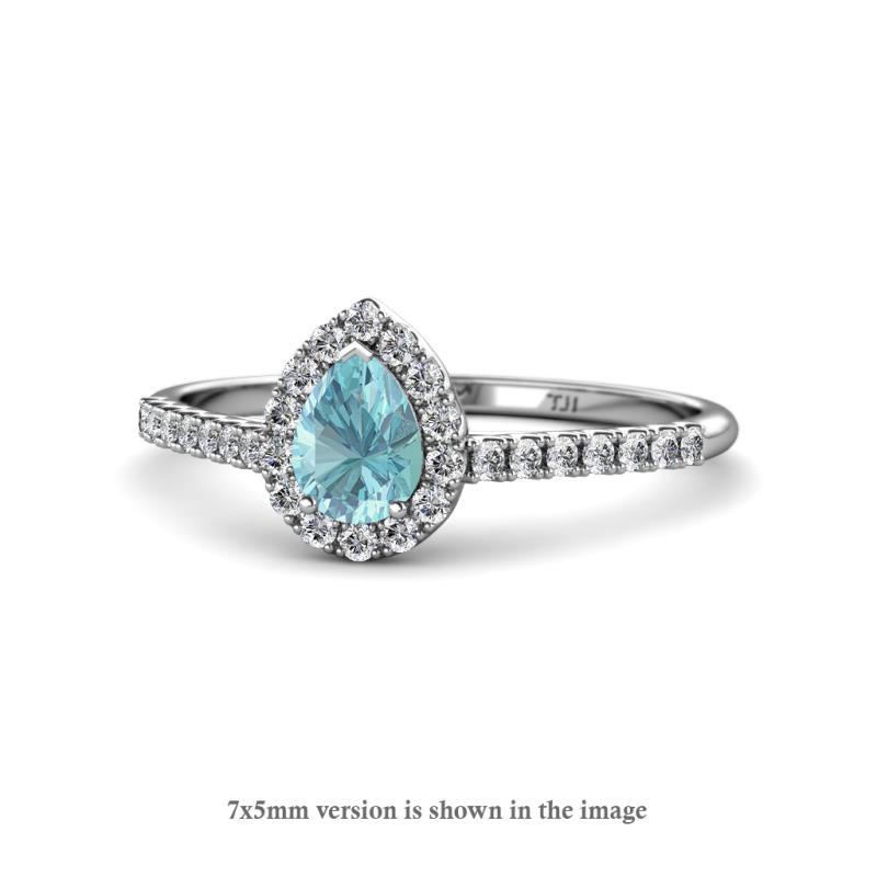 Arella 1.40 ctw Aquamarine and Diamond Women Halo Engagement Ring 