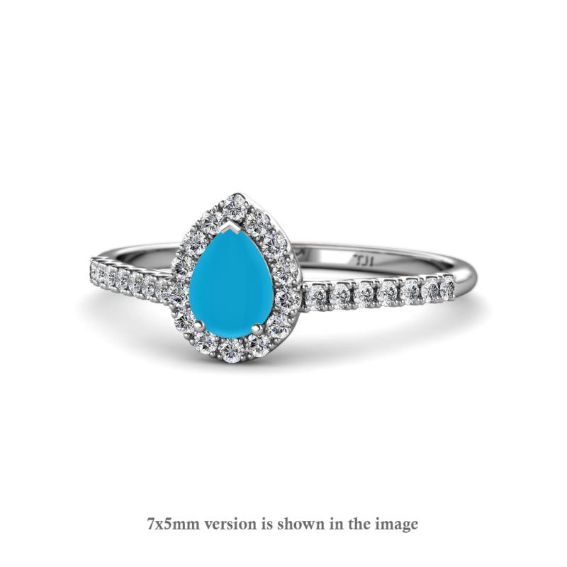 Arella 0.90 ctw Turquoise and Diamond Women Halo Engagement Ring 