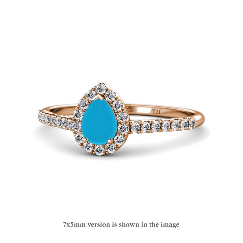 Arella 0.90 ctw Turquoise and Diamond Women Halo Engagement Ring 