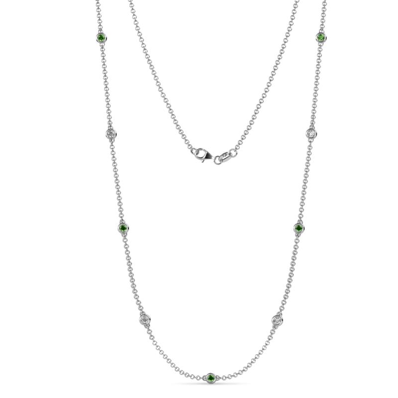 Adia (9 Stn/2.7mm) Green Garnet and Diamond on Cable Necklace 