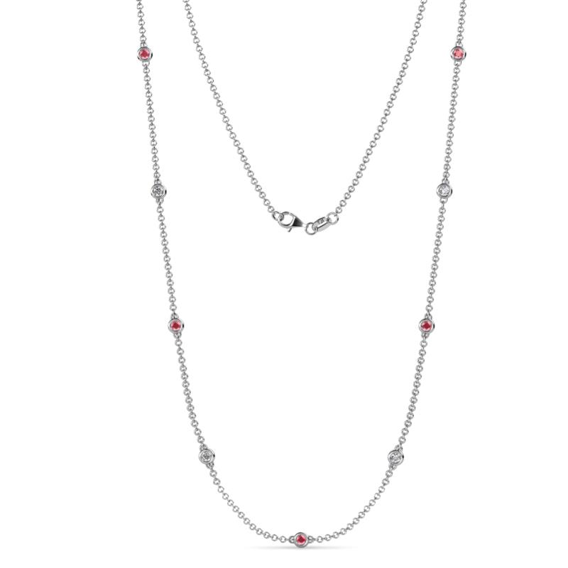 Adia (9 Stn/2.7mm) Pink Tourmaline and Diamond on Cable Necklace 