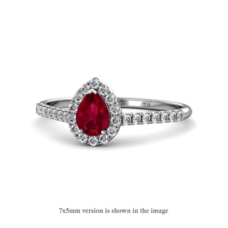 Arella Desire 2.10 ctw Created Ruby and Lab Grown Diamond Women Halo Engagement Ring 