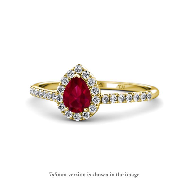 Arella Desire 2.10 ctw Created Ruby and Lab Grown Diamond Women Halo Engagement Ring 