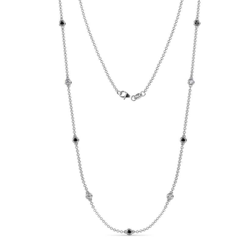 Adia (9 Stn/2.7mm) Black and White Diamond on Cable Necklace 