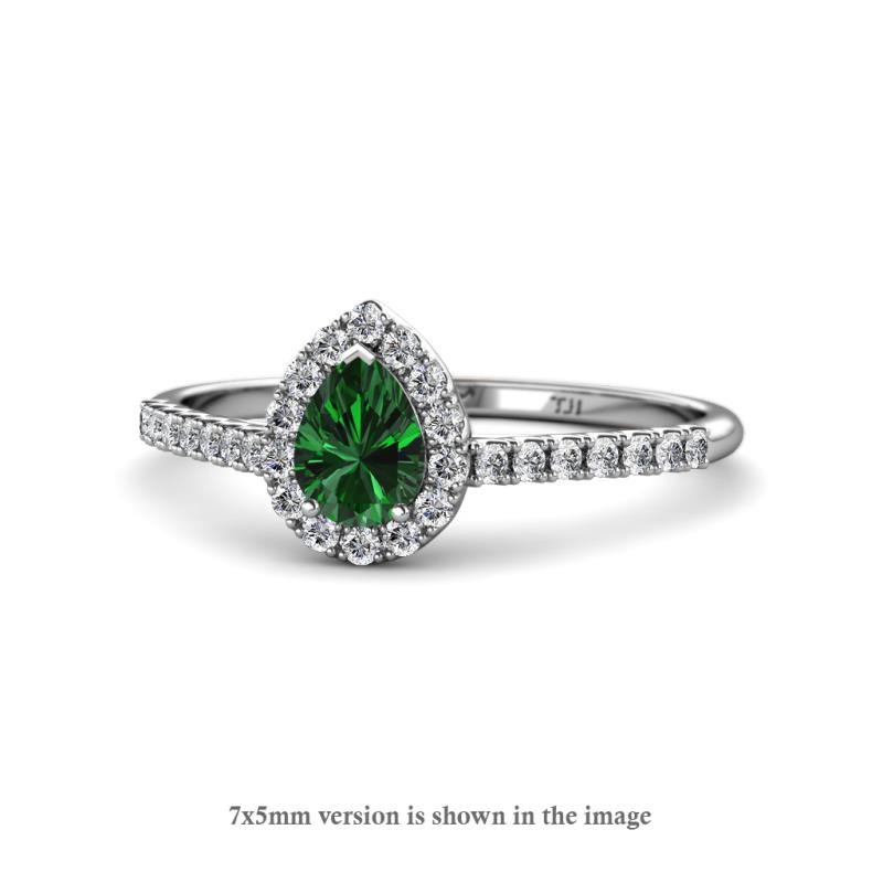 Arella Desire 1.45 ctw Created Emerald and Diamond Women Halo Engagement Ring 
