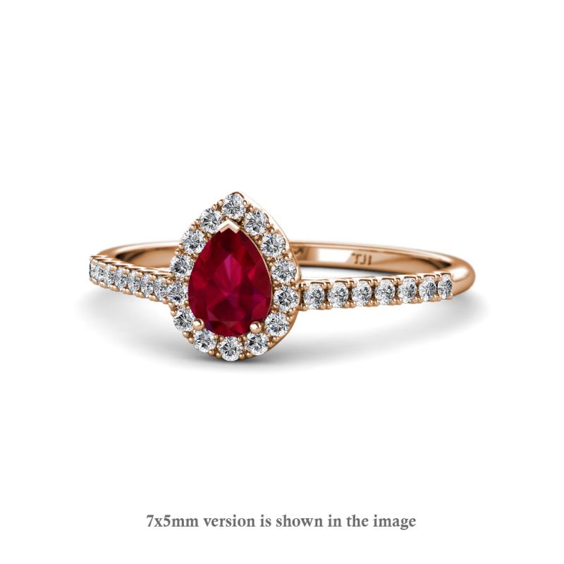 Arella Desire 2.10 ctw Created Ruby and Diamond Women Halo Engagement Ring 