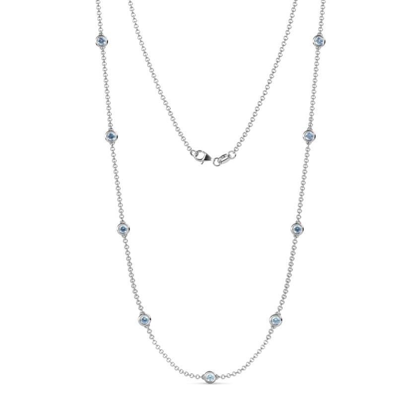 Adia (9 Stn/4mm) Aquamarine on Cable Necklace 
