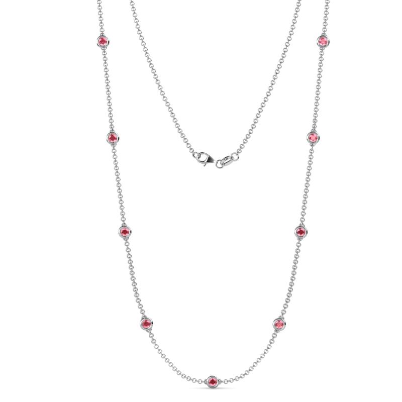 Adia (9 Stn/4mm) Pink Tourmaline on Cable Necklace 