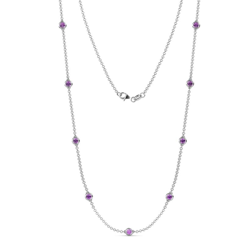 Adia (9 Stn/4mm) Amethyst on Cable Necklace 