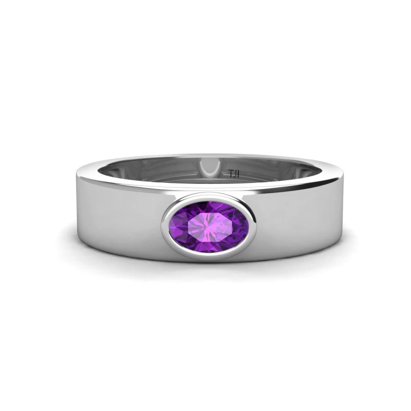 Jason (6 x 4 mm) Oval Shape Amethyst Wedding Ring 
