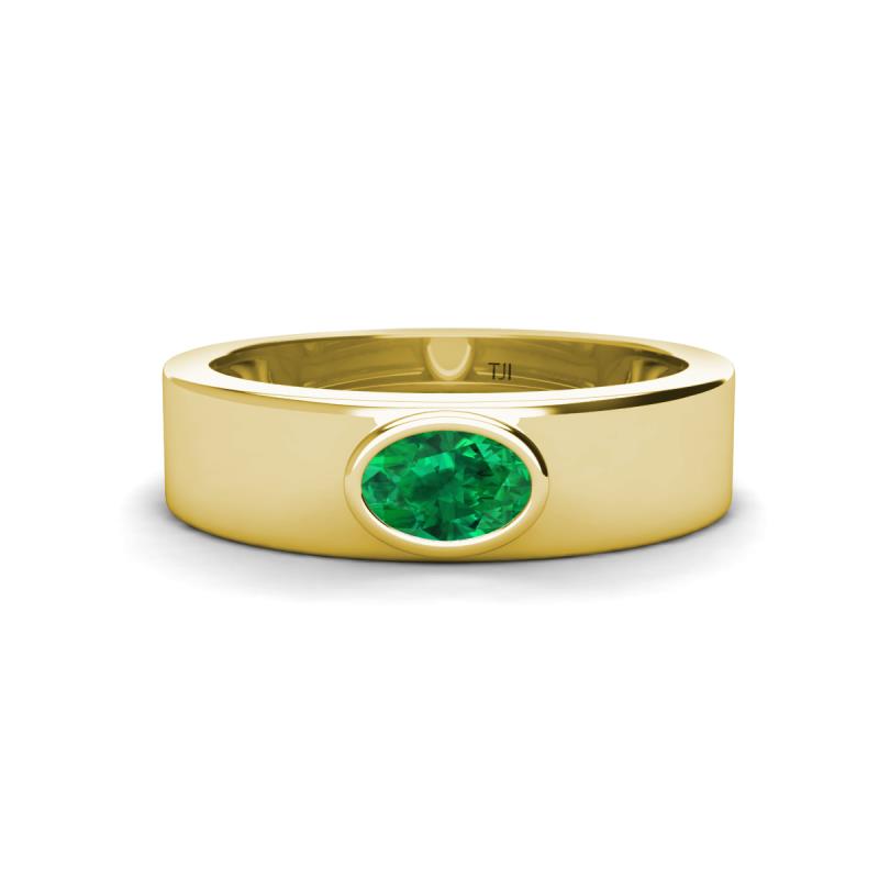 Jason (6 x 4 mm) Oval Shape Emerald Wedding Ring 
