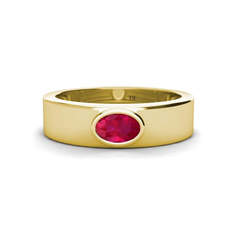 Jason (6 x 4 mm) Oval Shape Ruby Wedding Ring 