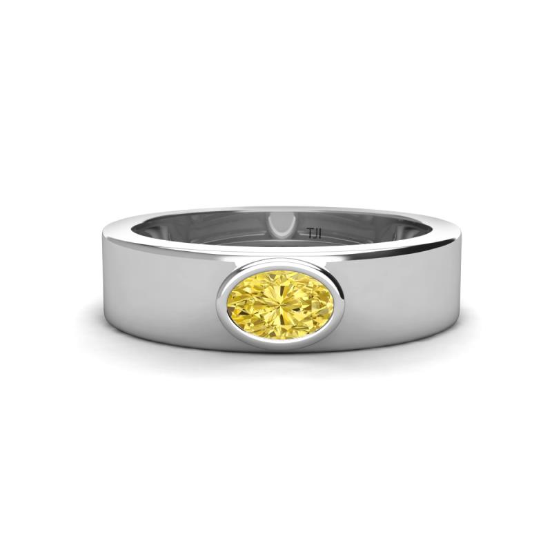 Jason (6 x 4 mm) Oval Shape Yellow Sapphire Wedding Ring 