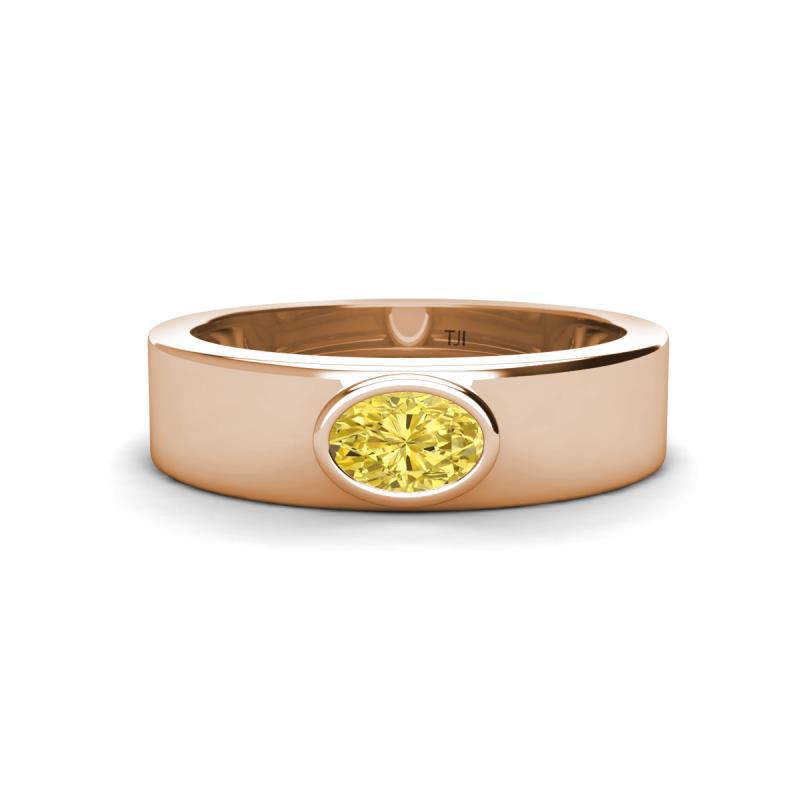 Jason (6 x 4 mm) Oval Shape Yellow Sapphire Wedding Ring 