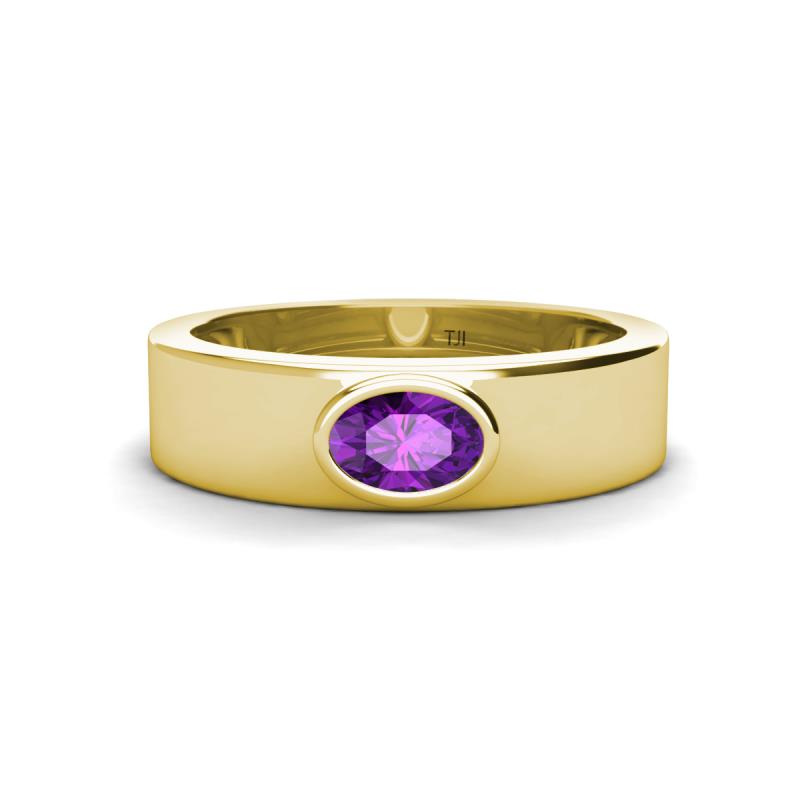 Jason (6 x 4 mm) Oval Shape Amethyst Wedding Ring 