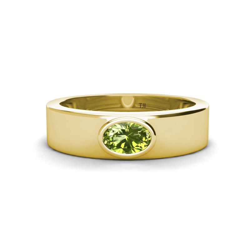 Jason (6 x 4 mm) Oval Shape Peridot Wedding Ring 
