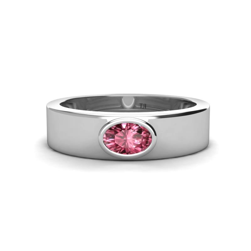 Jason (6 x 4 mm) Oval Shape Pink Tourmaline Wedding Ring 