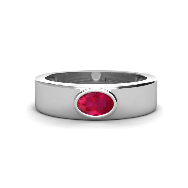 Jason (6 x 4 mm) Oval Shape Ruby Wedding Ring 