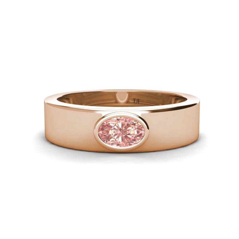 Jason (6 x 4 mm) Oval Shape Morganite Wedding Ring 