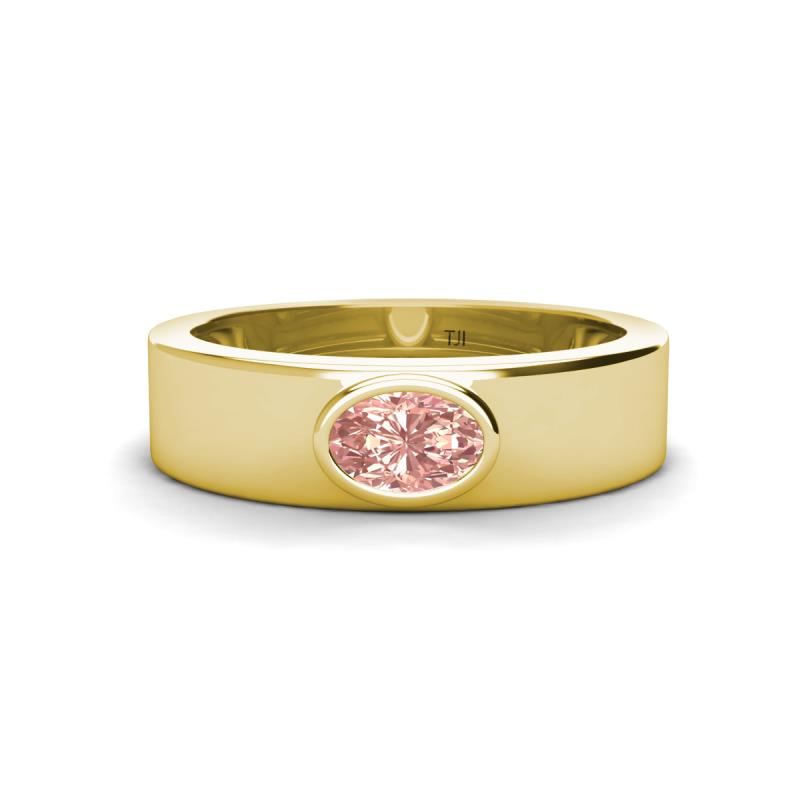 Jason (6 x 4 mm) Oval Shape Morganite Wedding Ring 