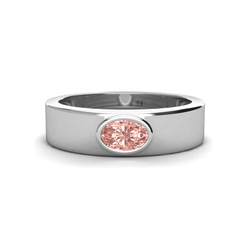 Jason (6 x 4 mm) Oval Shape Morganite Wedding Ring 