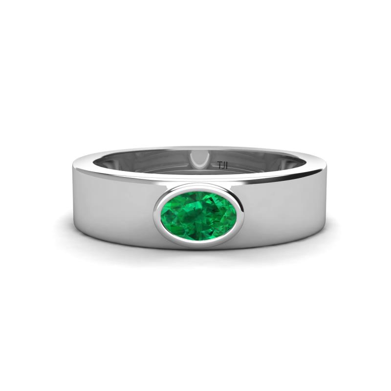 Jason (6 x 4 mm) Oval Shape Emerald Wedding Ring 