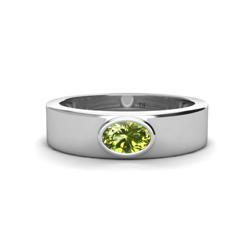 Jason (6 x 4 mm) Oval Shape Peridot Wedding Ring 