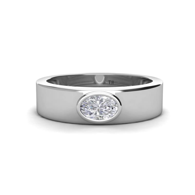 Jason (6 x 4 mm) Oval Shape White Sapphire Wedding Ring 